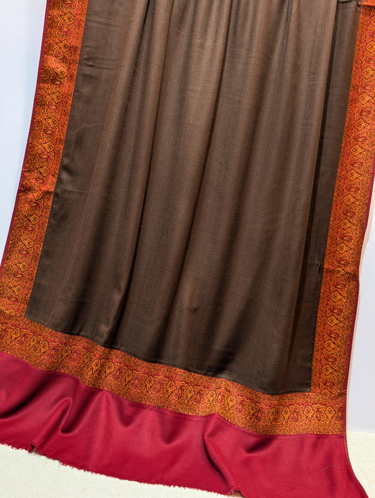 Kani Border Pashmina Shawl | Perfect Gift Item in Sale Price | Choc Brown