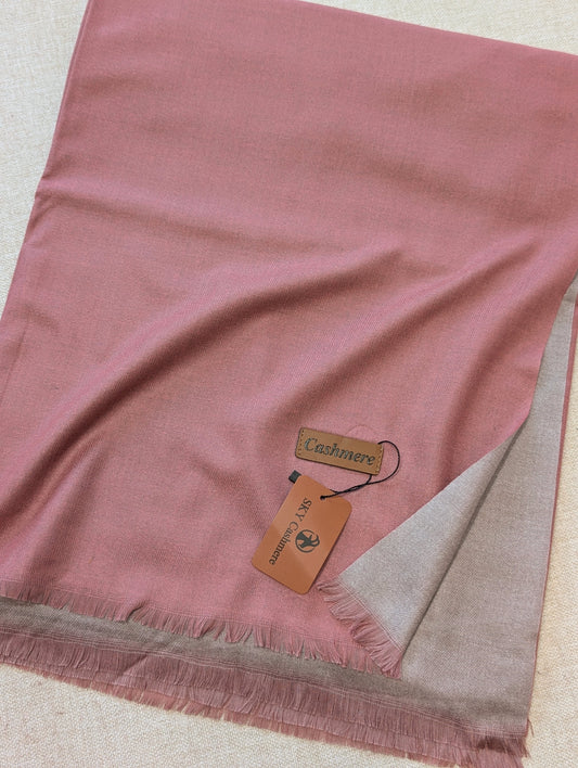 Reversible Pashmina Shawl | Double Side Pure Plain Pashmina Shawl | Pink
