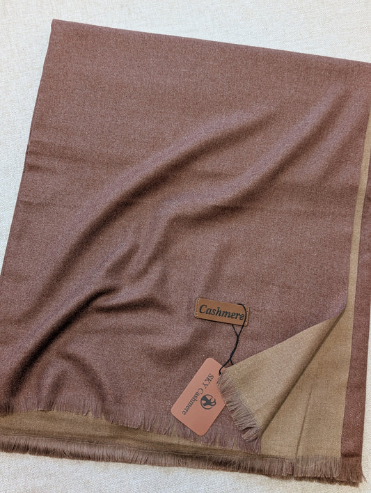 Reversible Pashmina Shawl | Double Side Pure Plain Pashmina Shawl | Brown