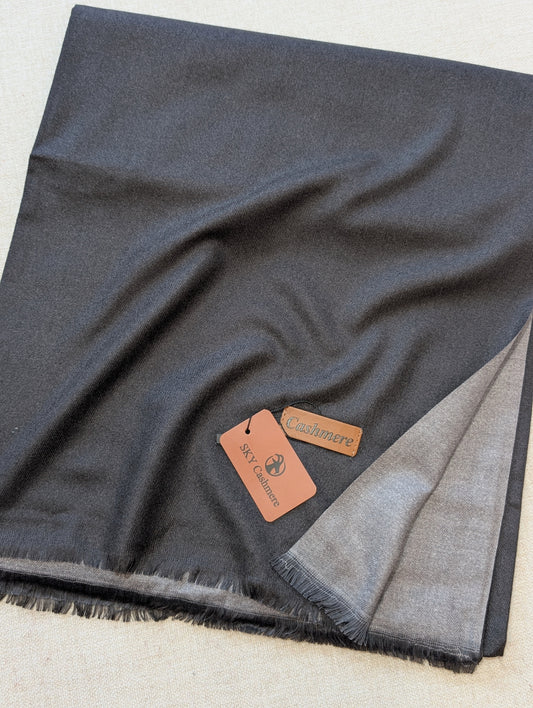 Reversible Pashmina Shawl | Double Side Pure Plain Pashmina Shawl | Black