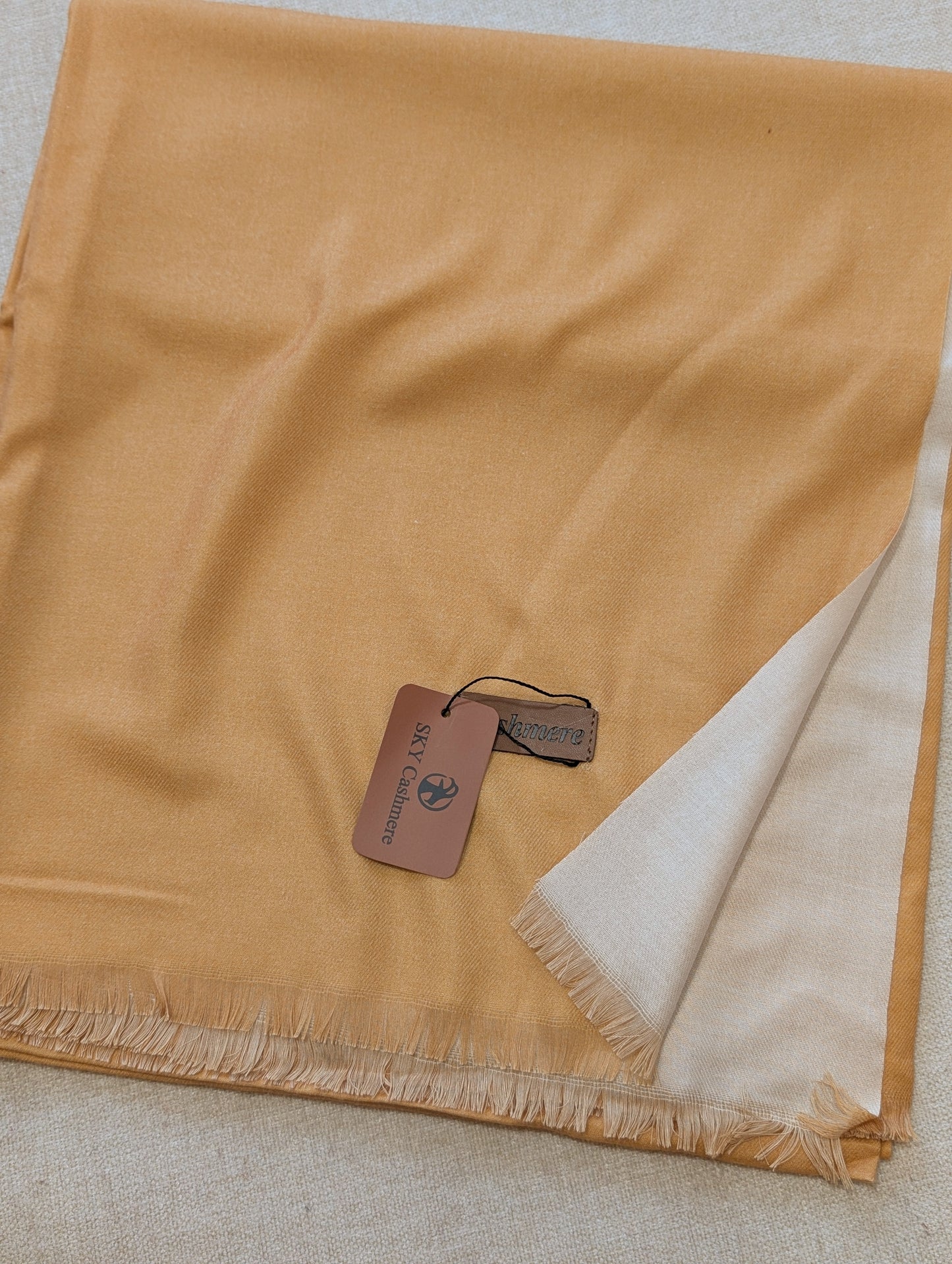 Reversible Pashmina Shawl | Double Side Pure Plain Pashmina Shawl | Mustard