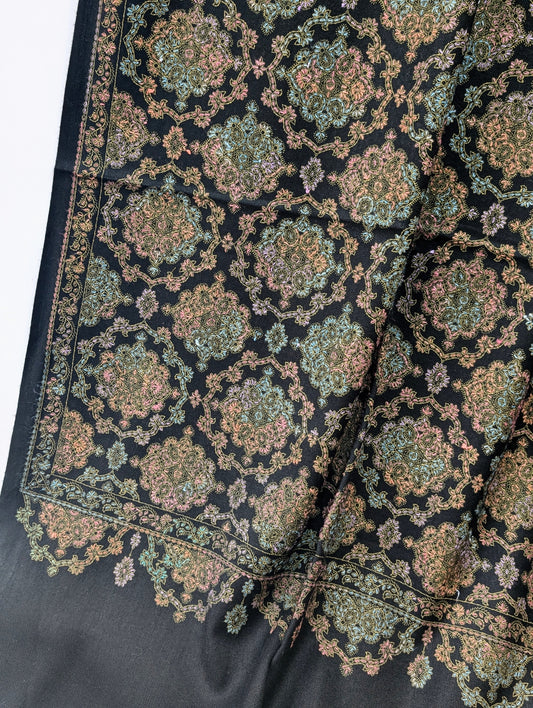 Pashmina Shawl | Hand Embroidery Beautiful Shawl in Sale | Black
