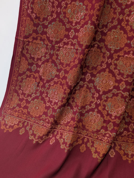 Pashmina Shawl | Hand Embroidery Beautiful Shawl in Sale | Maroon