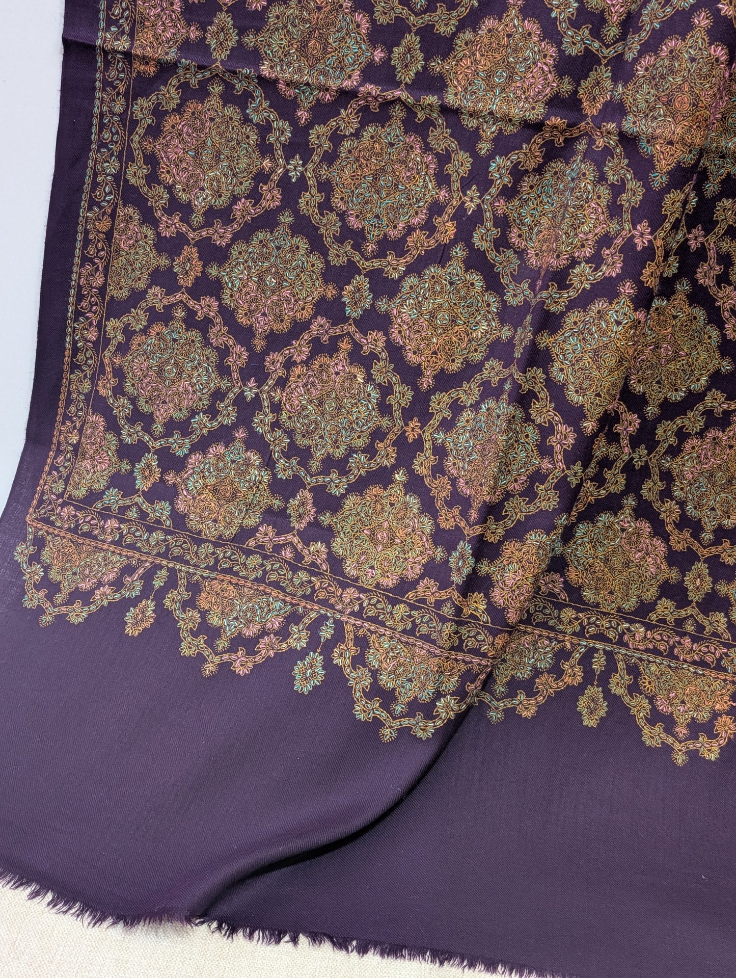 Pashmina Shawl | Hand Embroidery Beautiful Shawl in Sale | Dark Purple