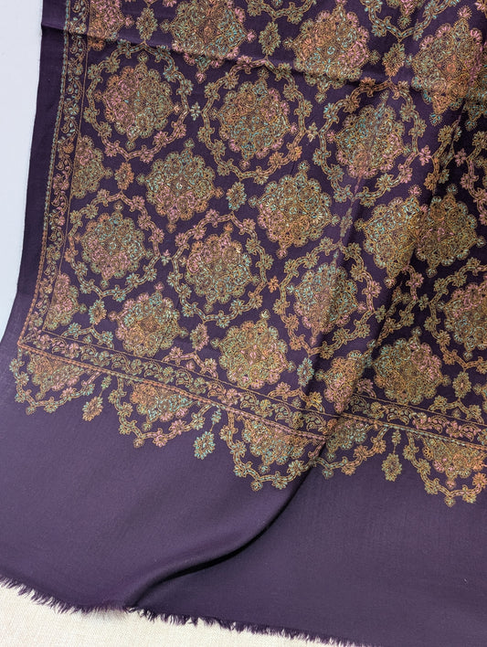 Pashmina Shawl | Hand Embroidery Beautiful Shawl in Sale | Dark Purple
