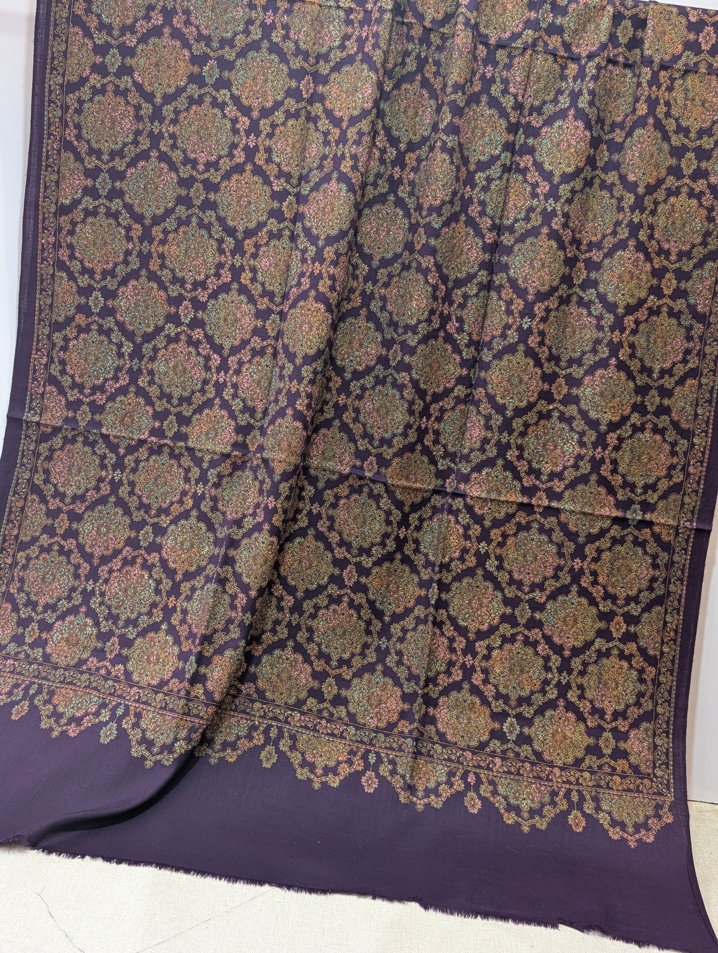 Pashmina Shawl | Hand Embroidery Beautiful Shawl in Sale | Dark Purple