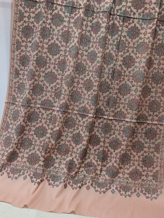 Pashmina Shawl | Hand Embroidery Beautiful Shawl in Sale | Peach Pink