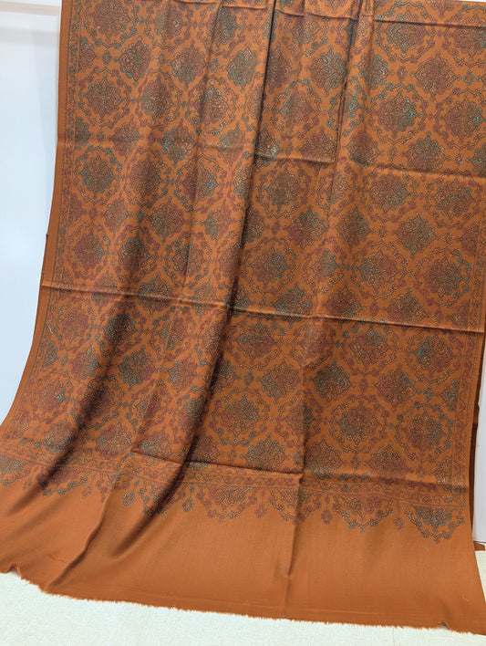 Pashmina Shawl | Hand Embroidery Beautiful Shawl in Sale | Rust