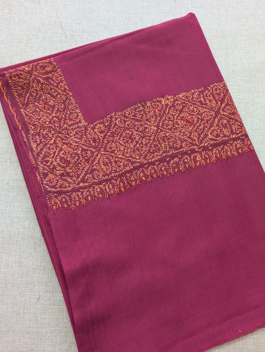 Kashmiri Shawl | Handmade Border Embroidery Made in Kashmir Pure Pashmina | Magenta