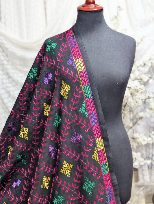 Phulkari Full Size Shawl | Handmade Khaddar Jaal Bagh Winter Shawl Perfect Gift