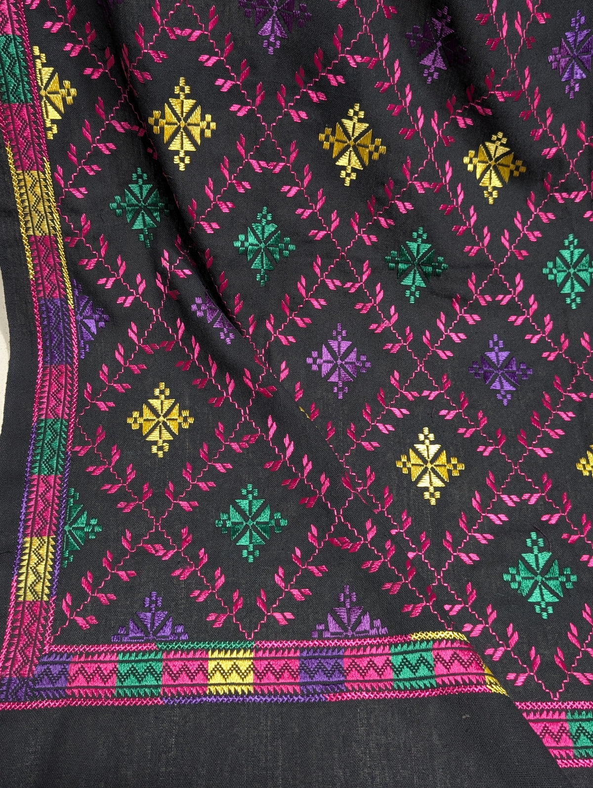 Phulkari Full Size Shawl | Handmade Khaddar Jaal Bagh Winter Shawl Perfect Gift