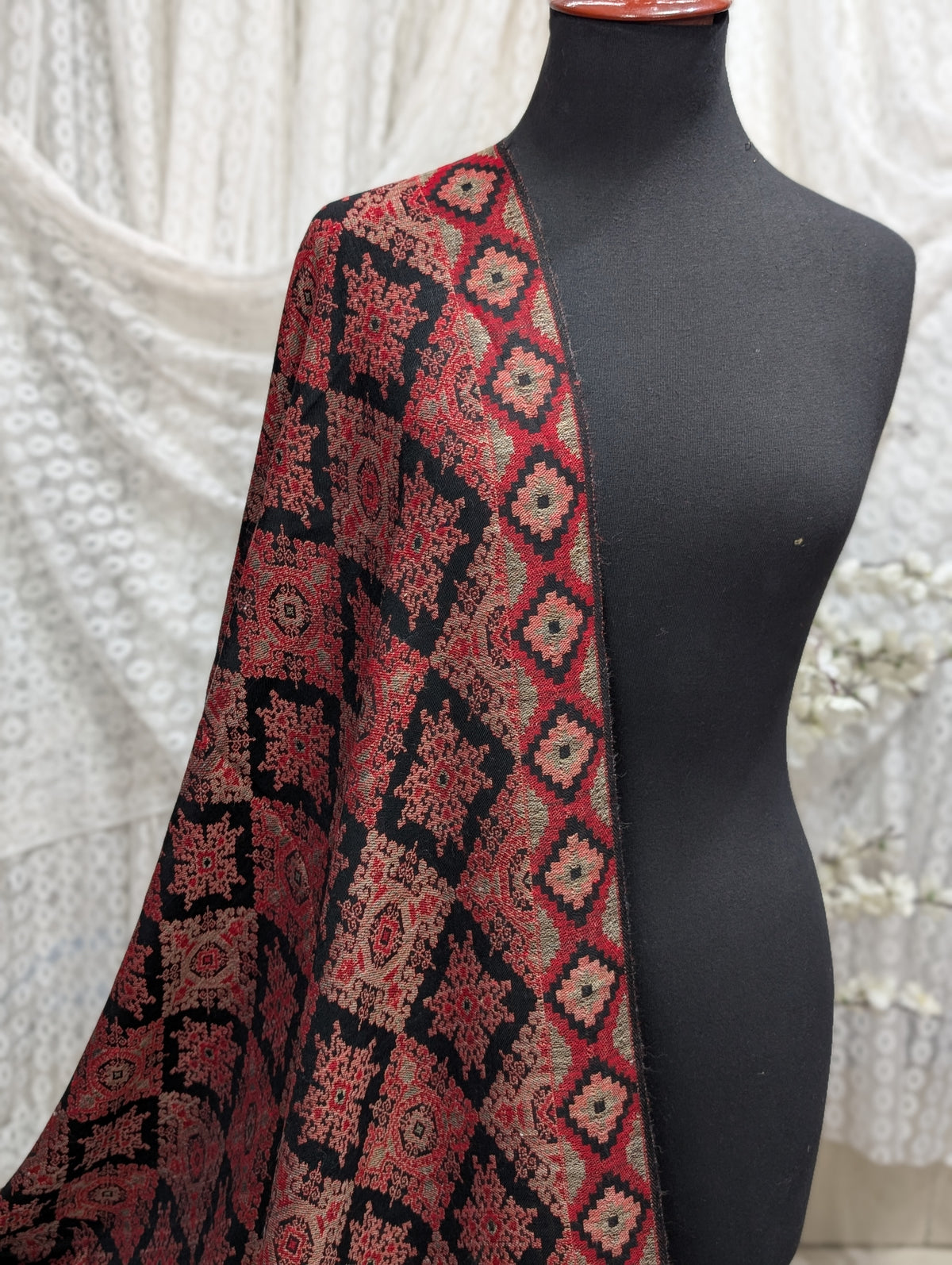 Pashmina Wool Multi Kani Shawl in Full Size | Multi Kani Work | Black
