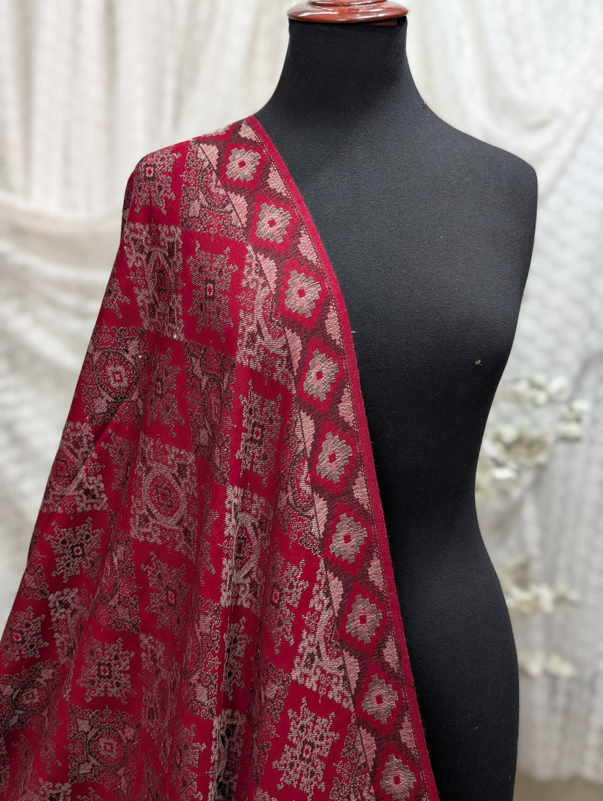 Pashmina Wool Multi Kani Shawl in Full Size | Multi Kani Work | Maroon