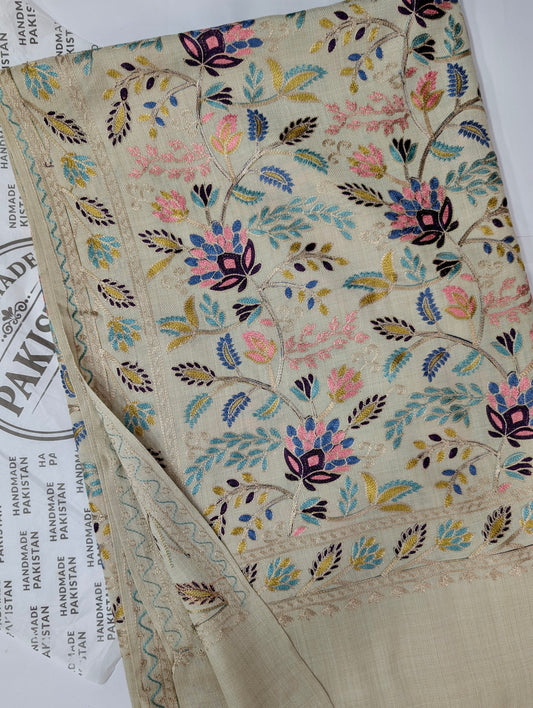 Kashmiri Jaal Shawl | Full Embroidered Shawl Resham Work Aar Embroidery | Skin