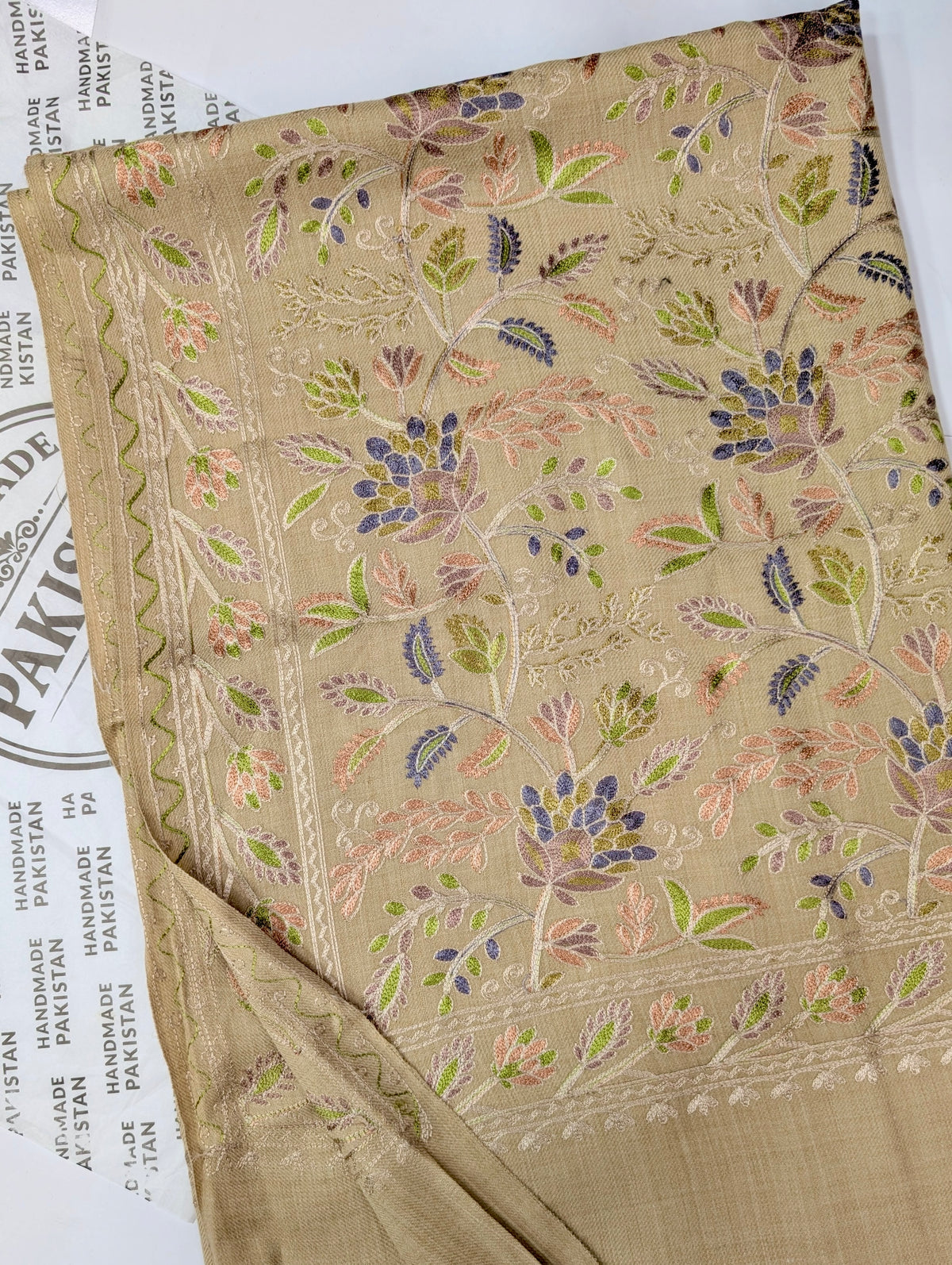 Kashmiri Jaal Shawl | Full Embroidered Shawl Resham Work Aar Embroidery | Skin