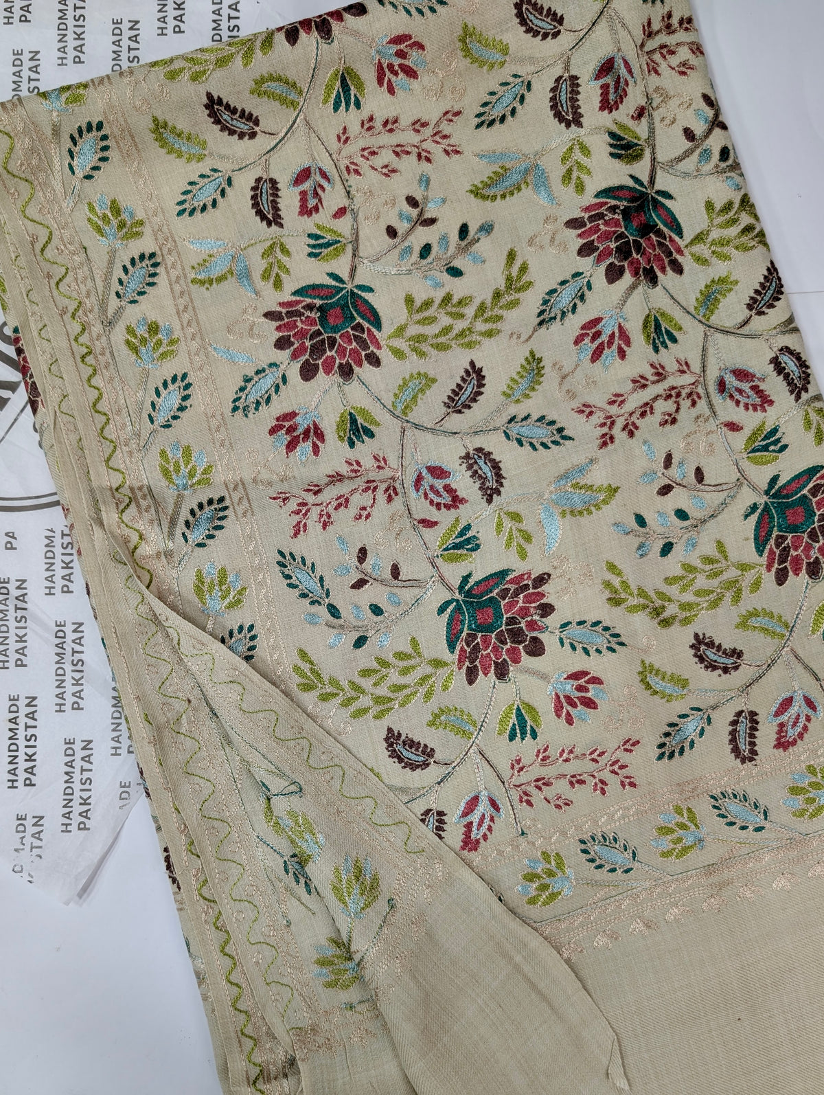Kashmiri Jaal Shawl | Full Embroidered Shawl Resham Work Aar Embroidery | Skin