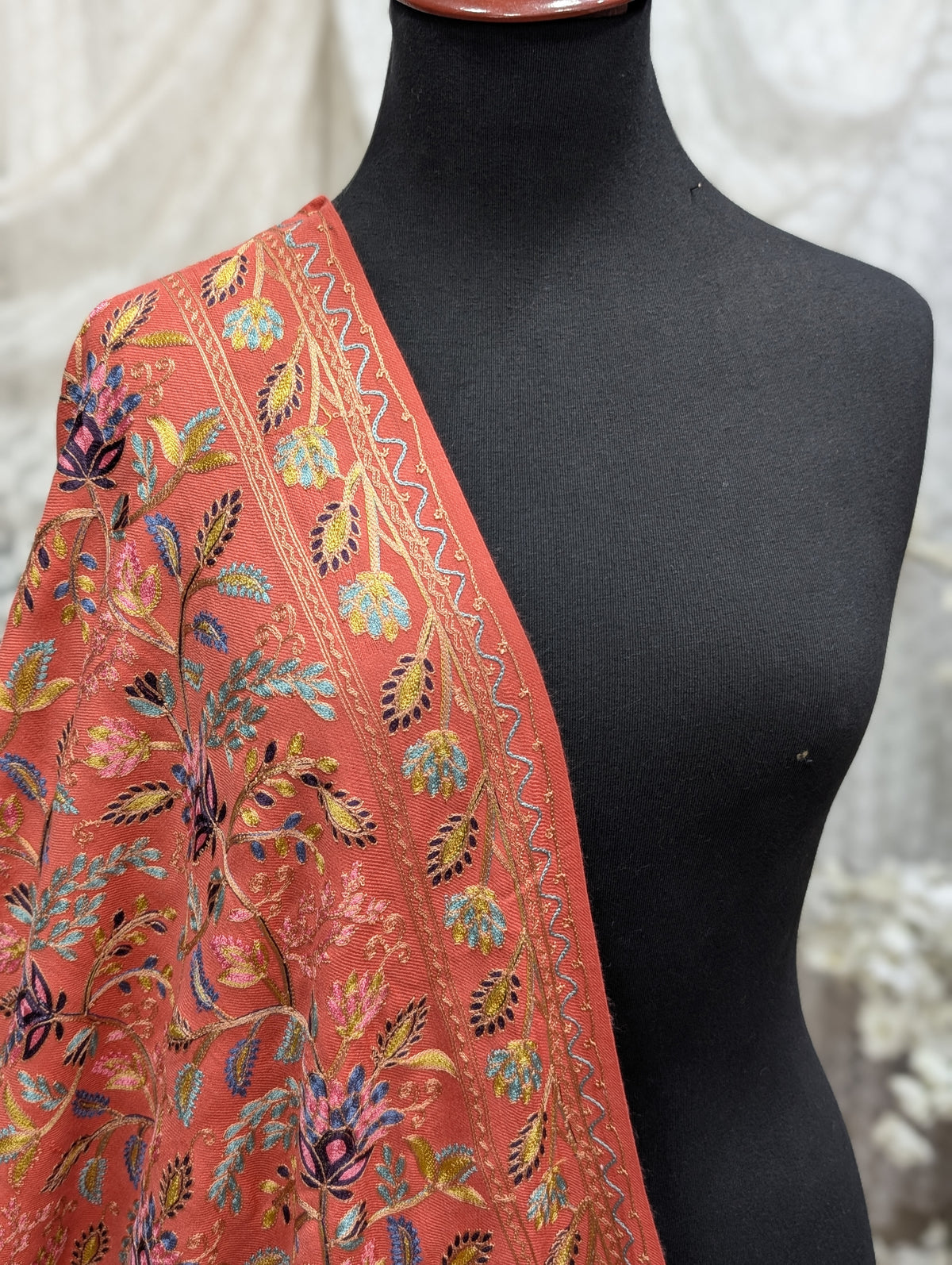 Kashmiri Jaal Shawl | Full Embroidered Shawl Resham Work Aar Embroidery | Pink