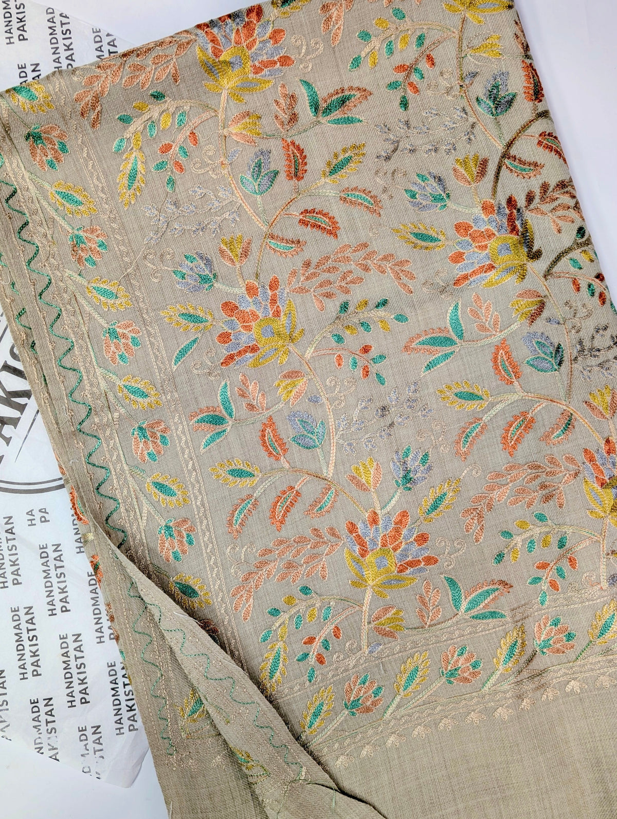 Kashmiri Jaal Shawl | Full Embroidered Shawl Resham Work Aar Embroidery | Skin