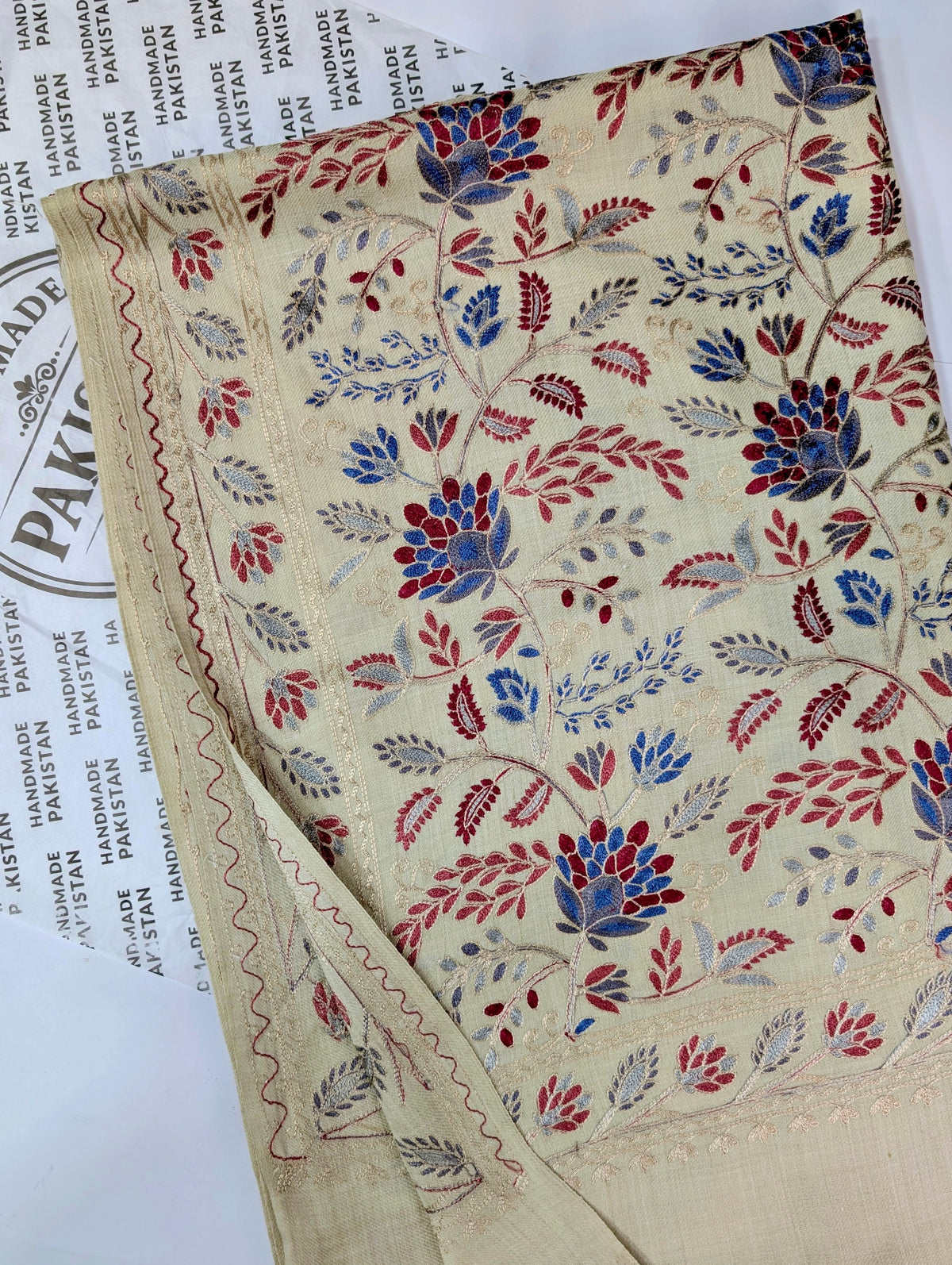 Kashmiri Jaal Shawl | Full Embroidered Shawl Resham Work Aar Embroidery