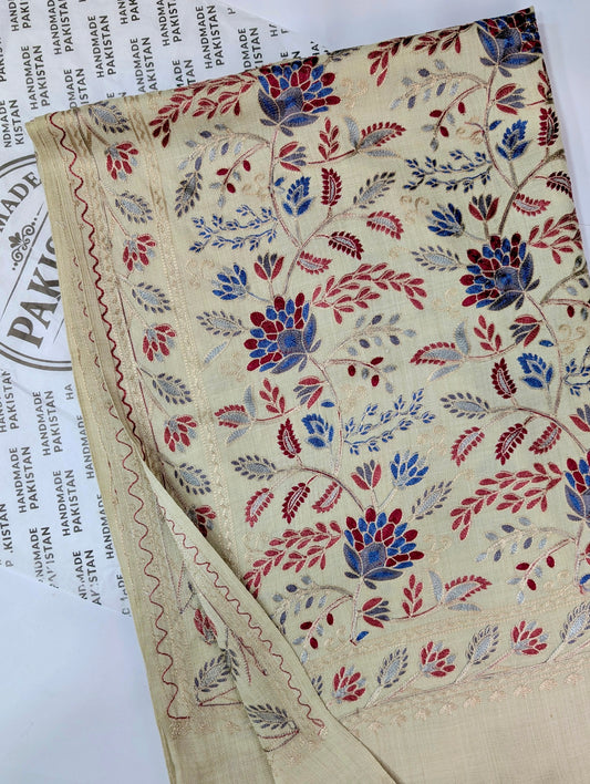 Kashmiri Jaal Shawl | Full Embroidered Shawl Resham Work Aar Embroidery