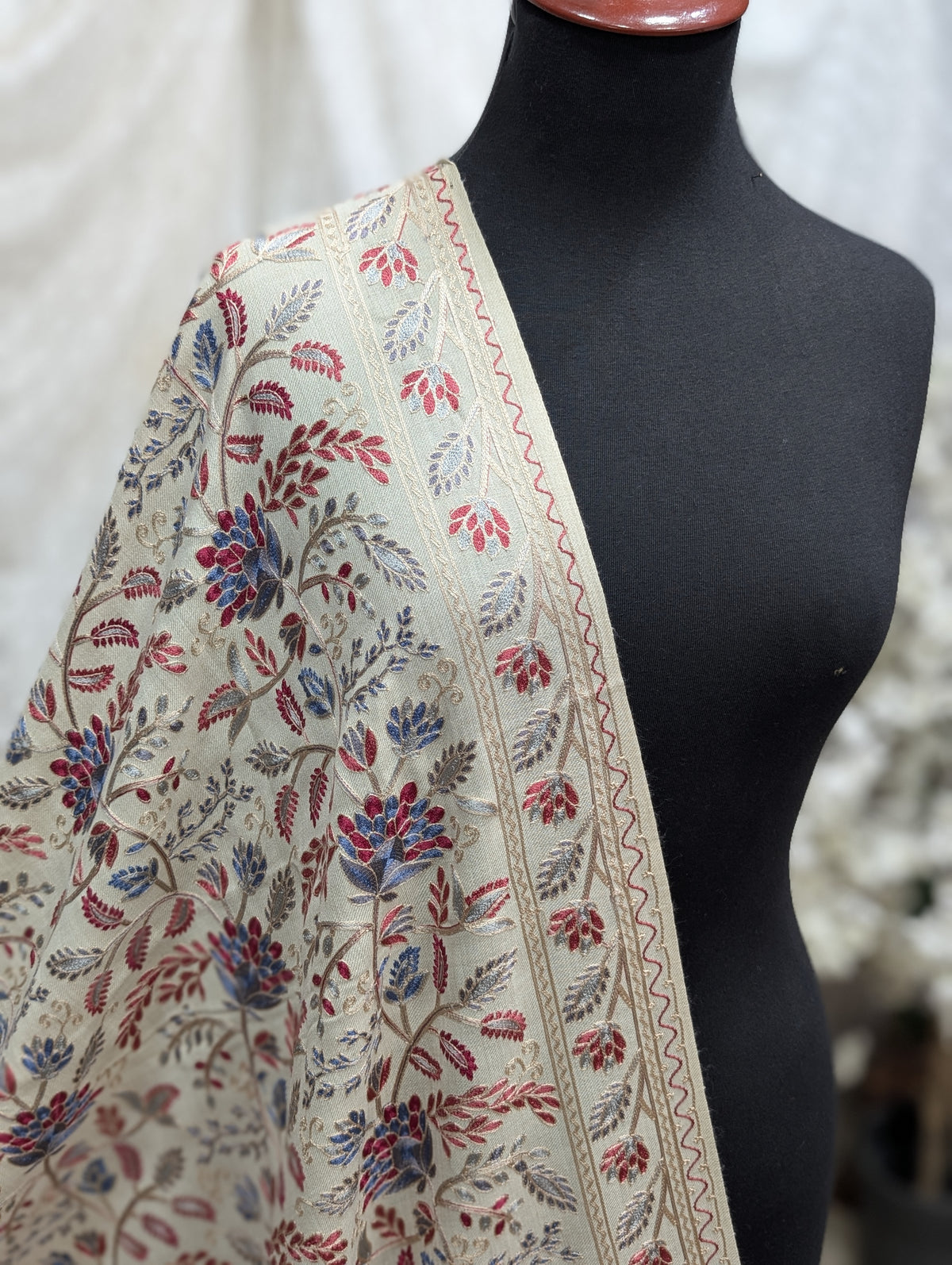 Kashmiri Jaal Shawl | Full Embroidered Shawl Resham Work Aar Embroidery