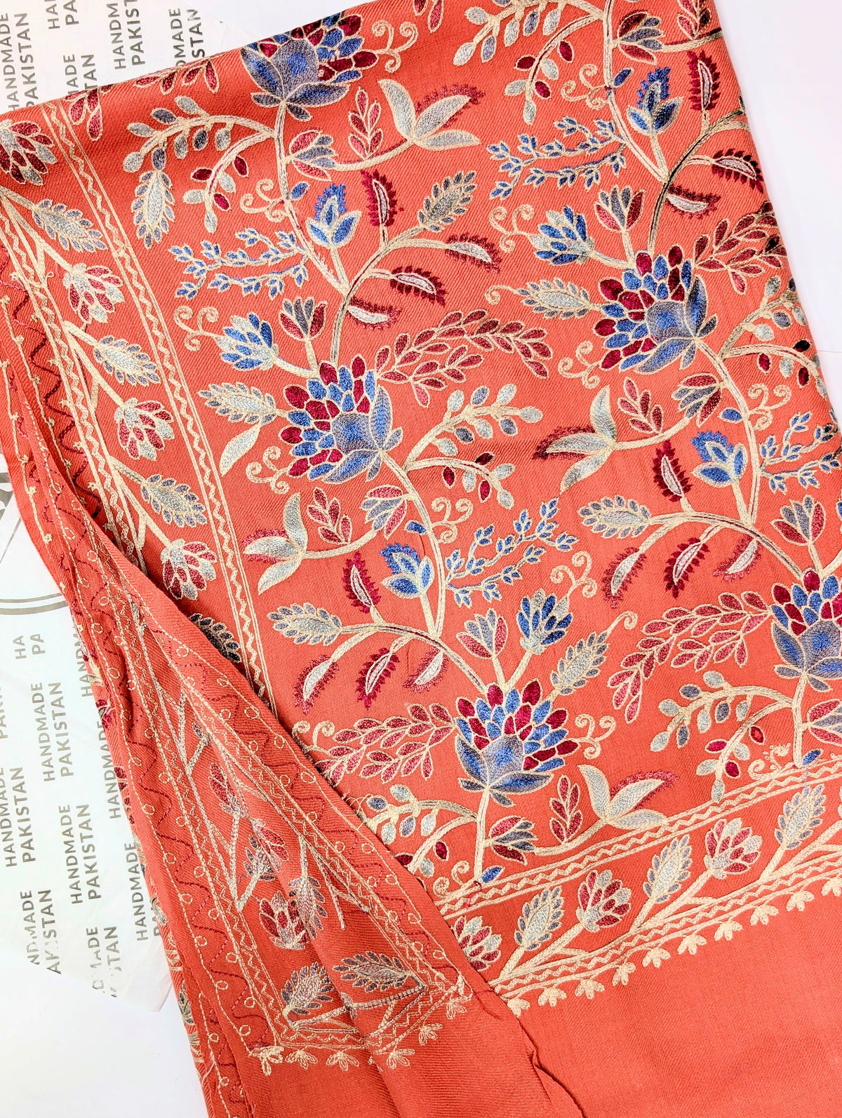 Kashmiri Jaal Shawl | Full Embroidered Shawl Resham Work Aar Embroidery | Pink