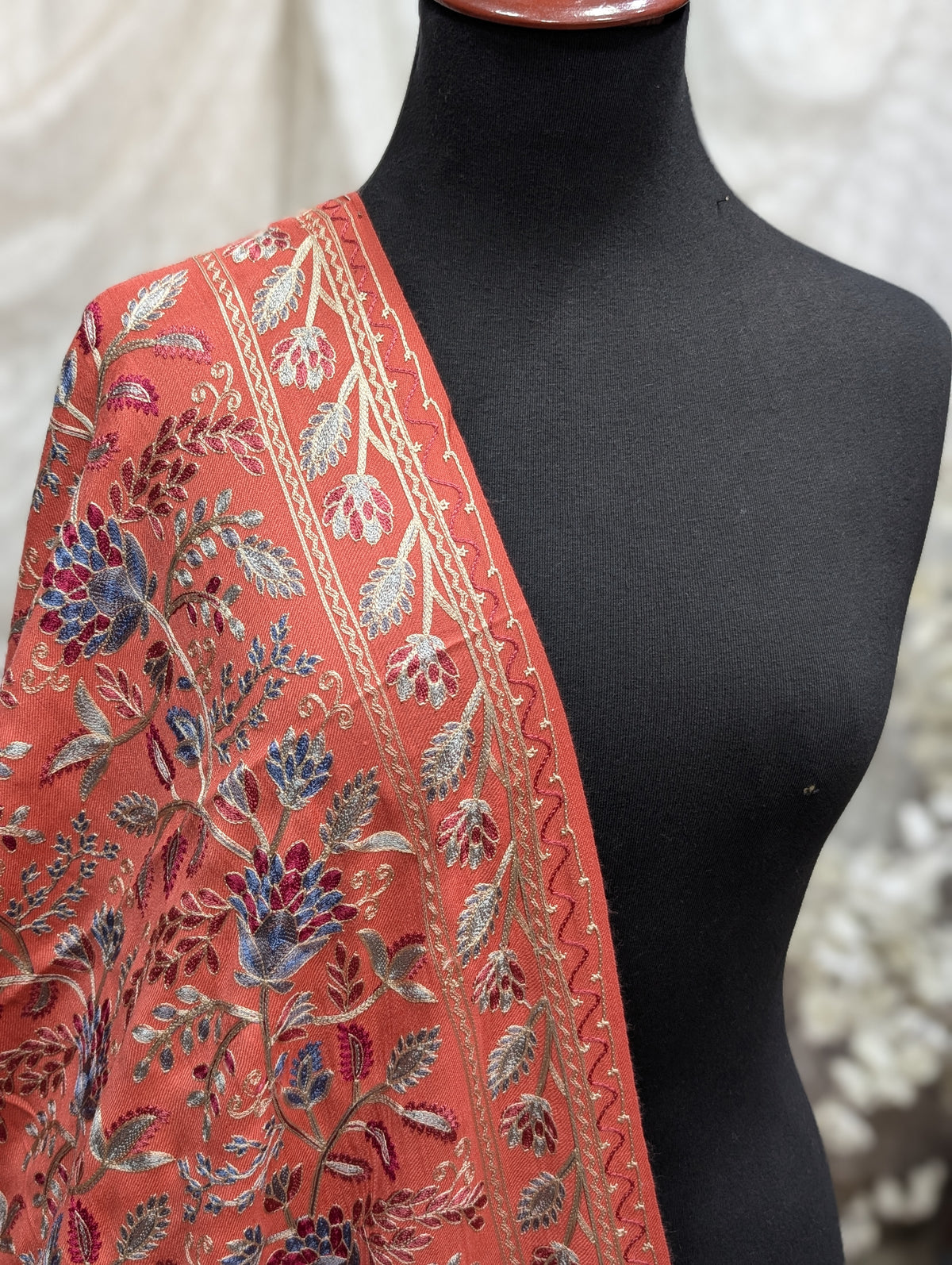 Kashmiri Jaal Shawl | Full Embroidered Shawl Resham Work Aar Embroidery | Pink