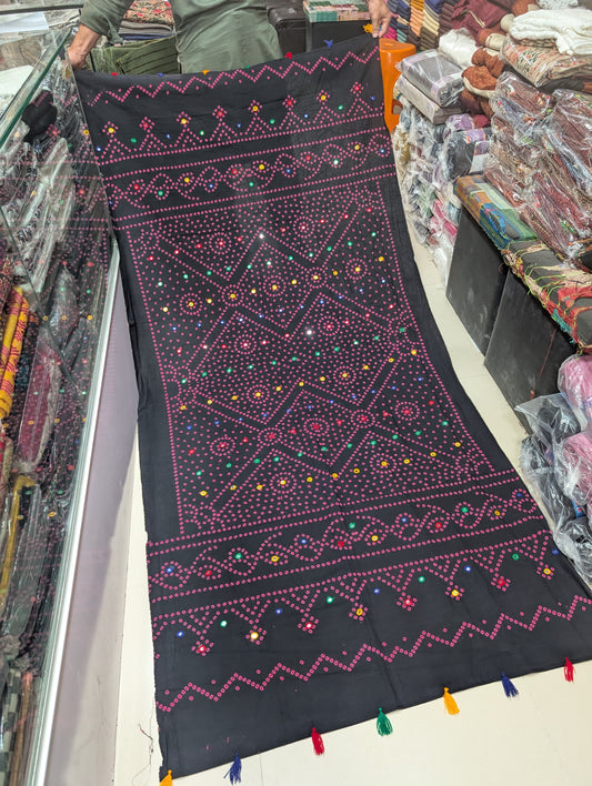 Ajrak Cotton Handmade Embroidered Dupatta