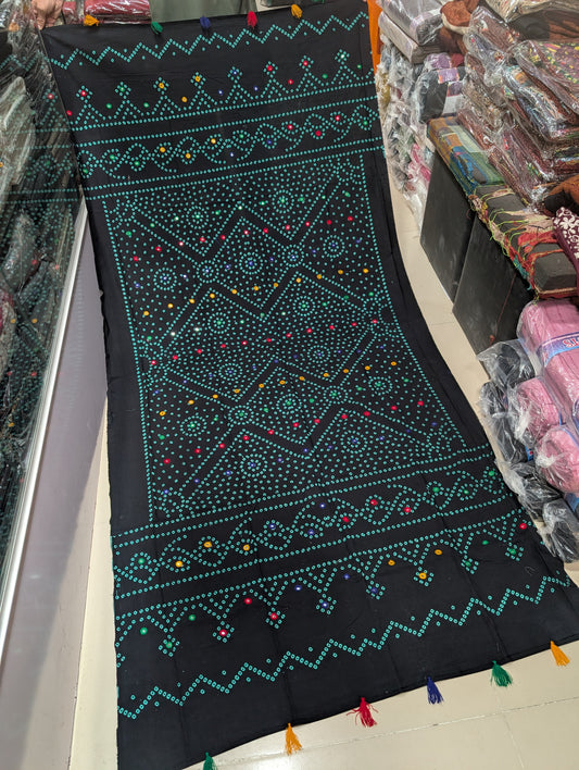 Ajrak Cotton Handmade Embroidered Dupatta
