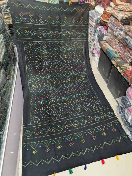 Ajrak Cotton Handmade Embroidered Dupatta