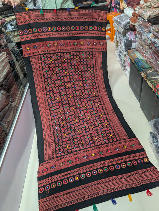 Ajrak Cotton Handmade Embroidered Dupatta