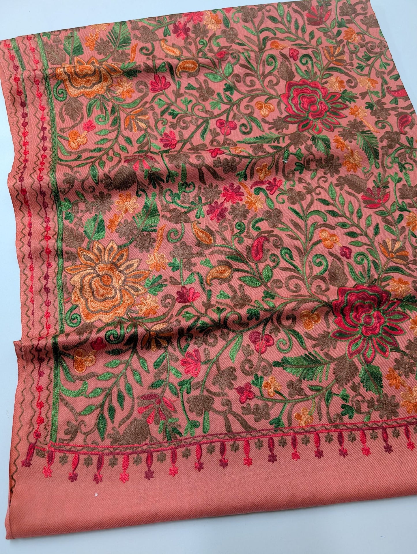Pashmina Shawl Full Size | Kashmiri Embroidery | Pink