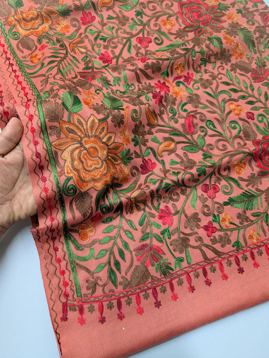 Pashmina Shawl Full Size | Kashmiri Embroidery | Pink