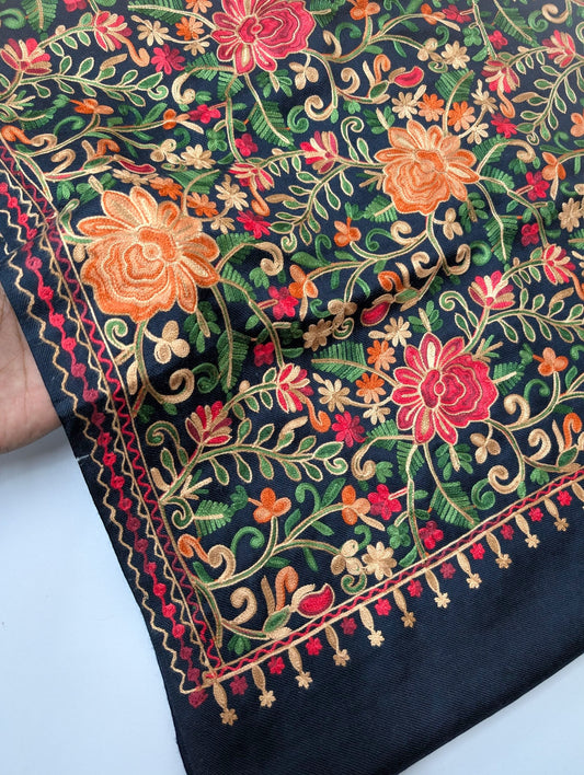 Pashmina Shawl Full Size | Kashmiri Embroidery | Navy Blue