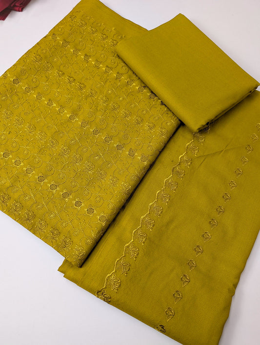 Marina Chikankari 3 Piece Suit With Marina Shawl | Mehndi Green