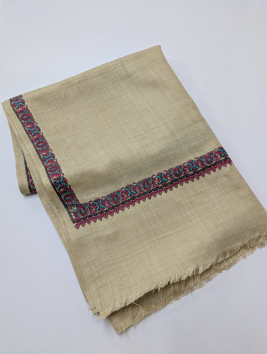 Hashia Border Embroidered Pashmina Shawl Best Selling Shawl Perfect Gift | Light Skin