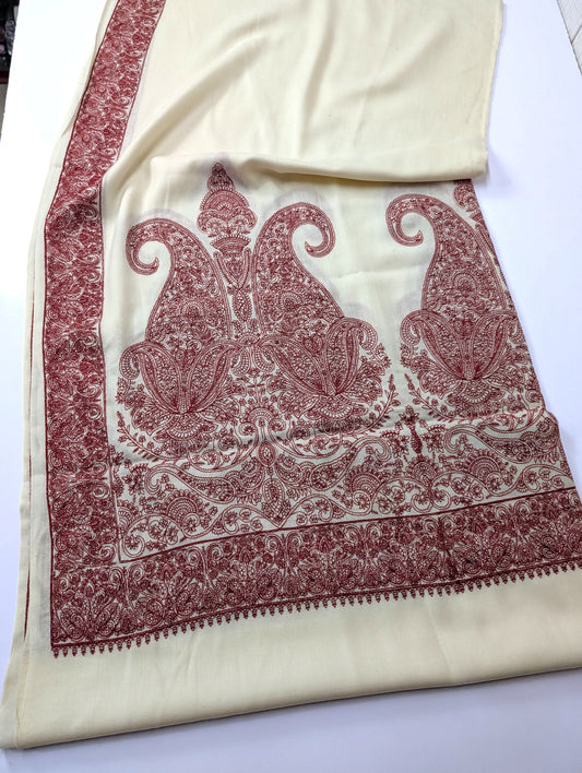 Pashmina Shawl | Papermache Border and Palla Embroidery 2025 Design