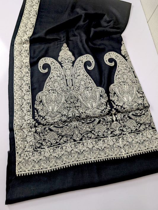 Pashmina Shawl | Papermache Border and Palla Embroidery 2025 Design