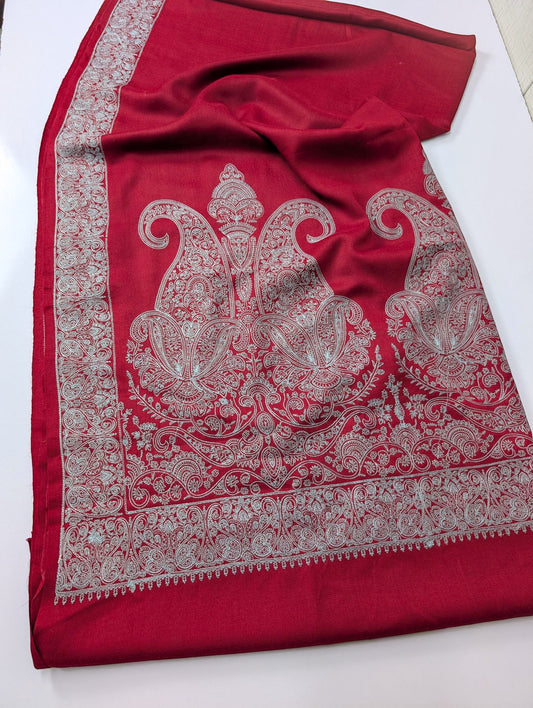 Pashmina Shawl | Papermache Border and Palla Embroidery 2025 Design