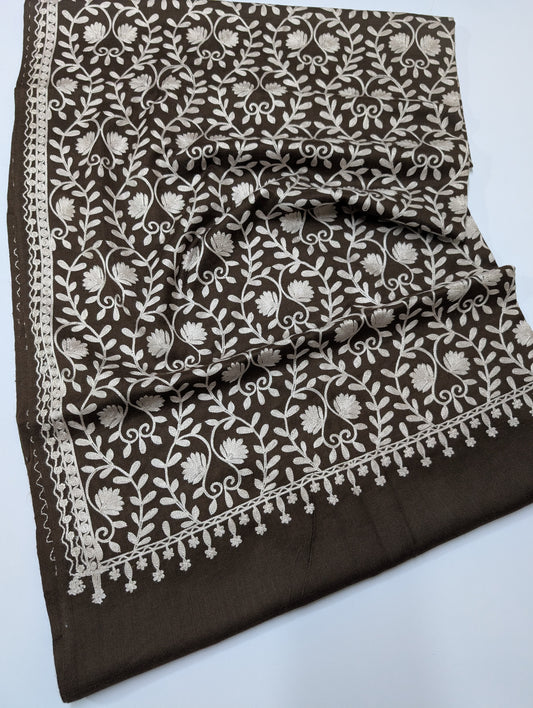 Pashmina Embroidered Shawl | Kashmiri Aar Work Embroidery | Skin