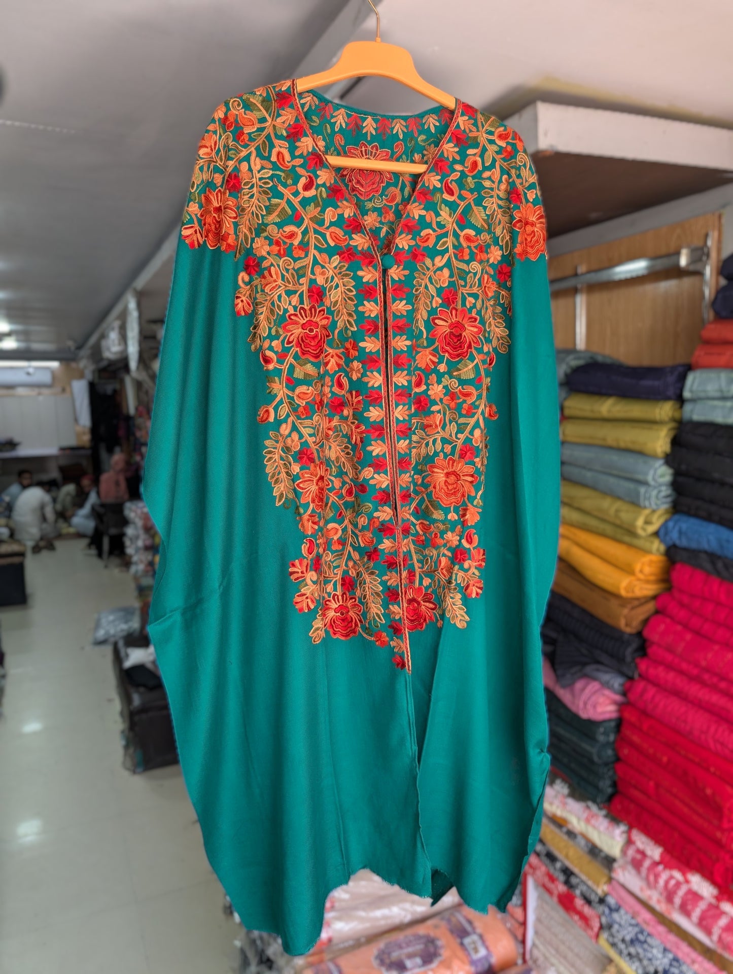 Cape Shawl | Pashmina Embroidered Cape Shawls Perfect for Gift | Sea Green