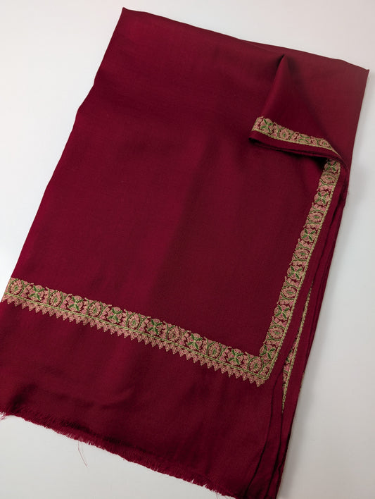Hashia Border Embroidered Pashmina Shawl Best Selling Shawl Perfect Gift | Maroon