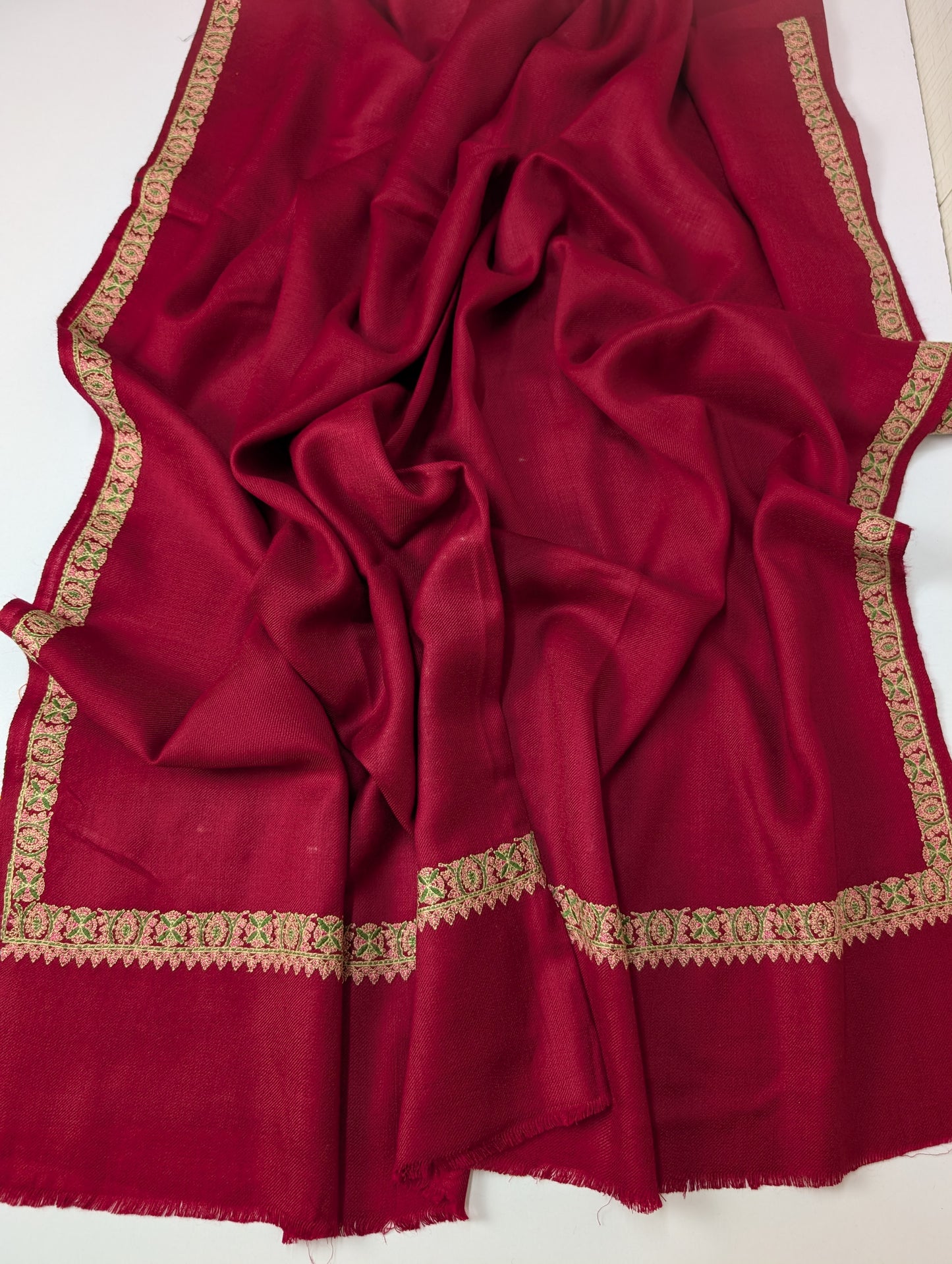 Hashia Border Embroidered Pashmina Shawl Best Selling Shawl Perfect Gift | Maroon