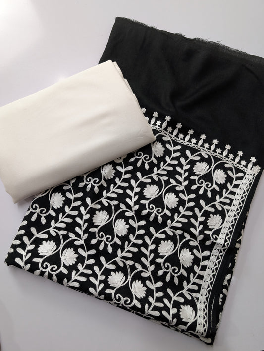 Pashmina 3 Piece Suit | Embroidered Shawl with Plain Suit Marina