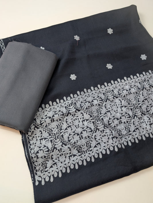 Pashmina 3 Piece Suit | Embroidered Shawl with Plain Suit Marina