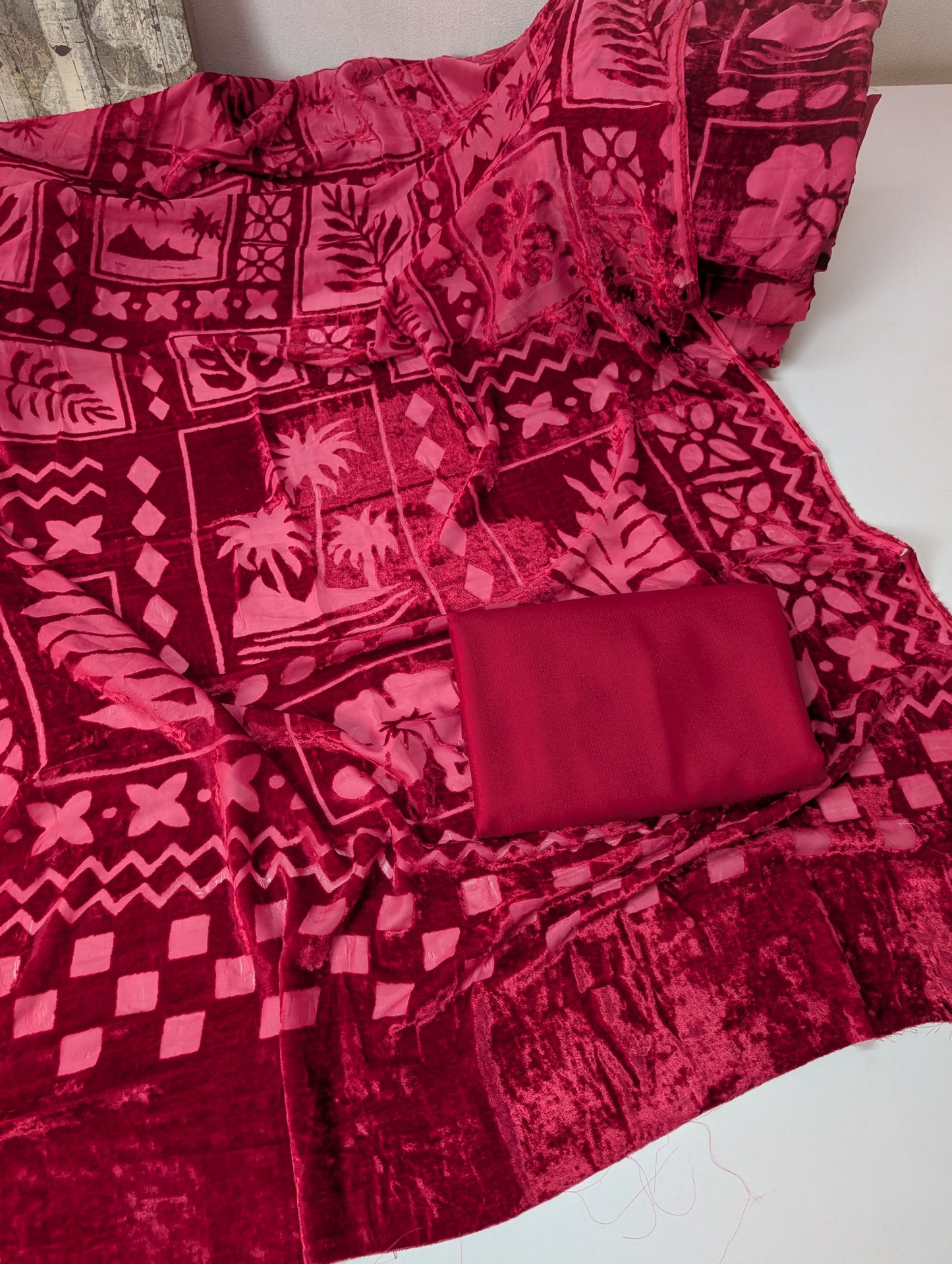 3 Piece Suit | Moonlight Marina with Palachi Shawl | Shocking Pink