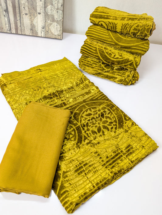 3 Piece Suit | Moonlight Marina with Palachi Shawl | Mehndi Green