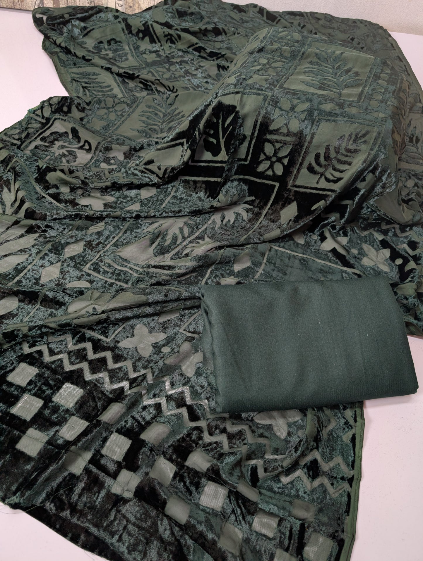 3 Piece Suit | Moonlight Marina with Palachi Shawl | Dark Green
