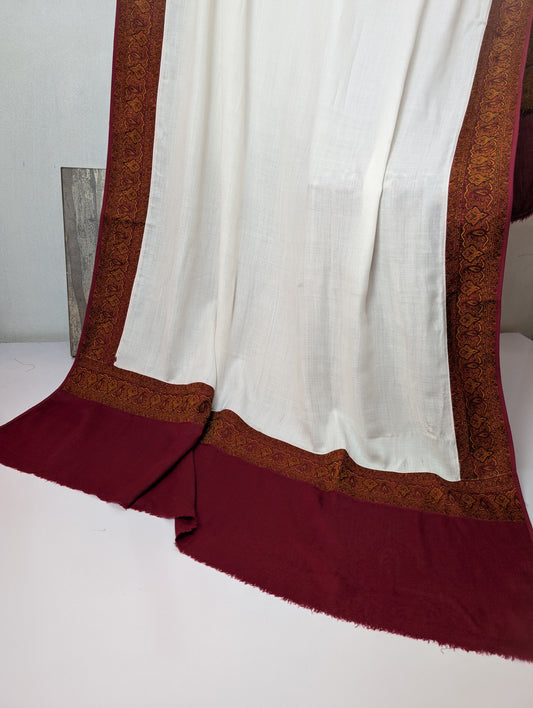 Kani Border Pashmina Shawl | Perfect Gift Item in Sale Price | White
