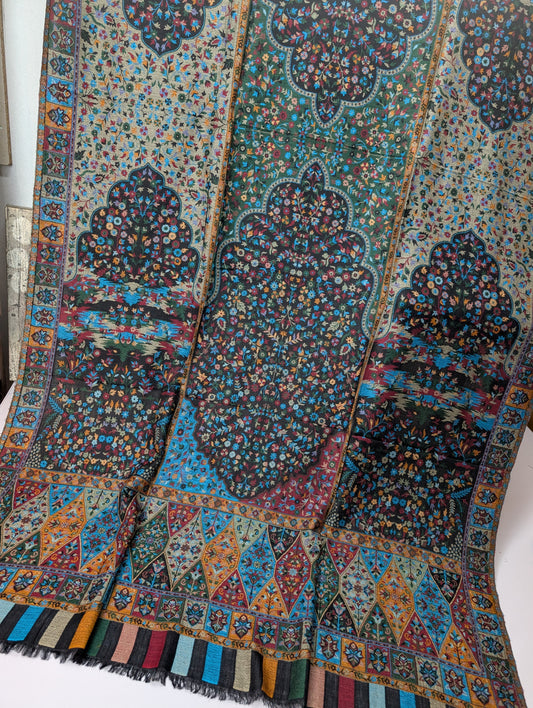 Kani Shawl Qalamkar Design Weaved Jamawar Toosh Shawl Made in Kashmir Full Size Shawl Perfect Gift